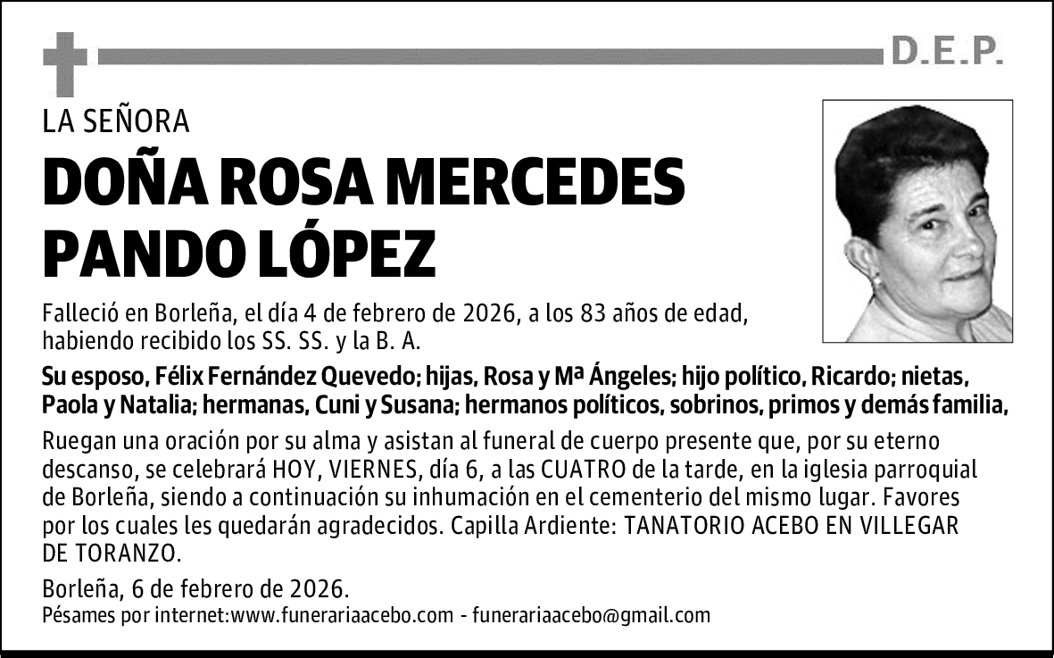 DOÑA ROSA MERCEDES PANDO LÓPEZ