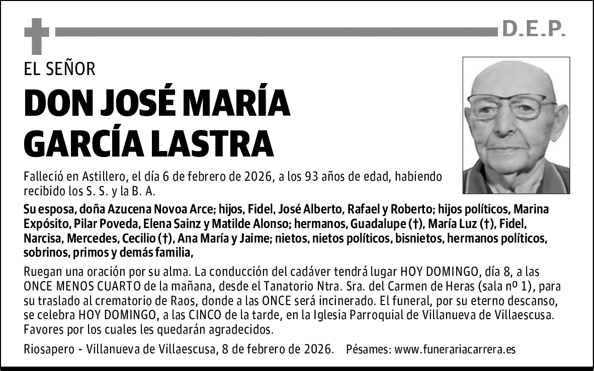 DON JOSÉ MARÍA GARCÍA LASTRA