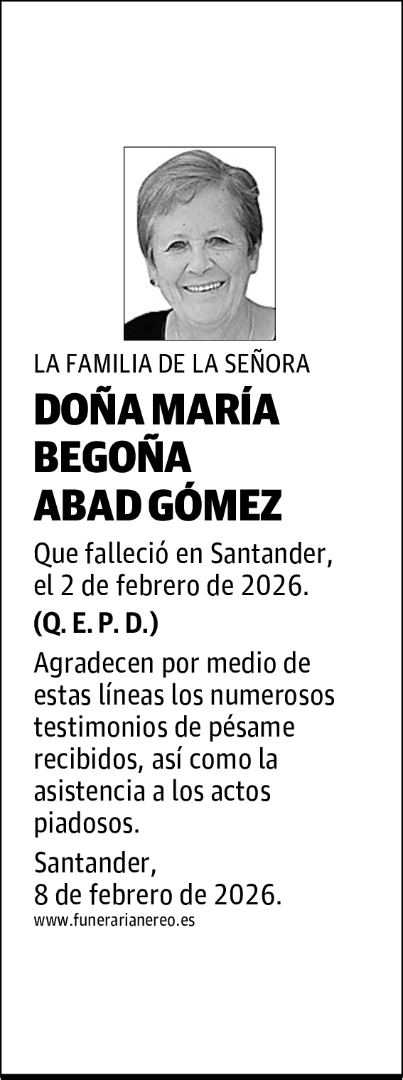 DOÑA MARÍA BEGOÑA ABAD GÓMEZ