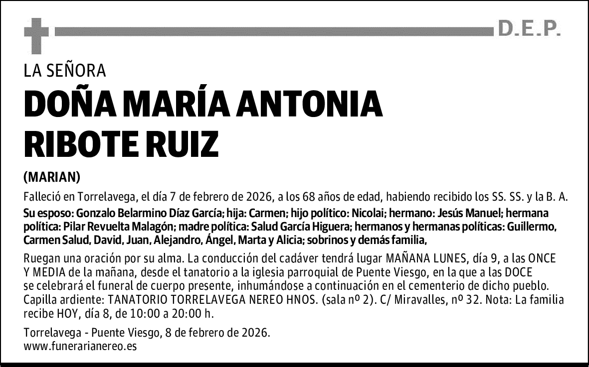 DOÑA MARÍA ANTONIA RIBOTE RUIZ