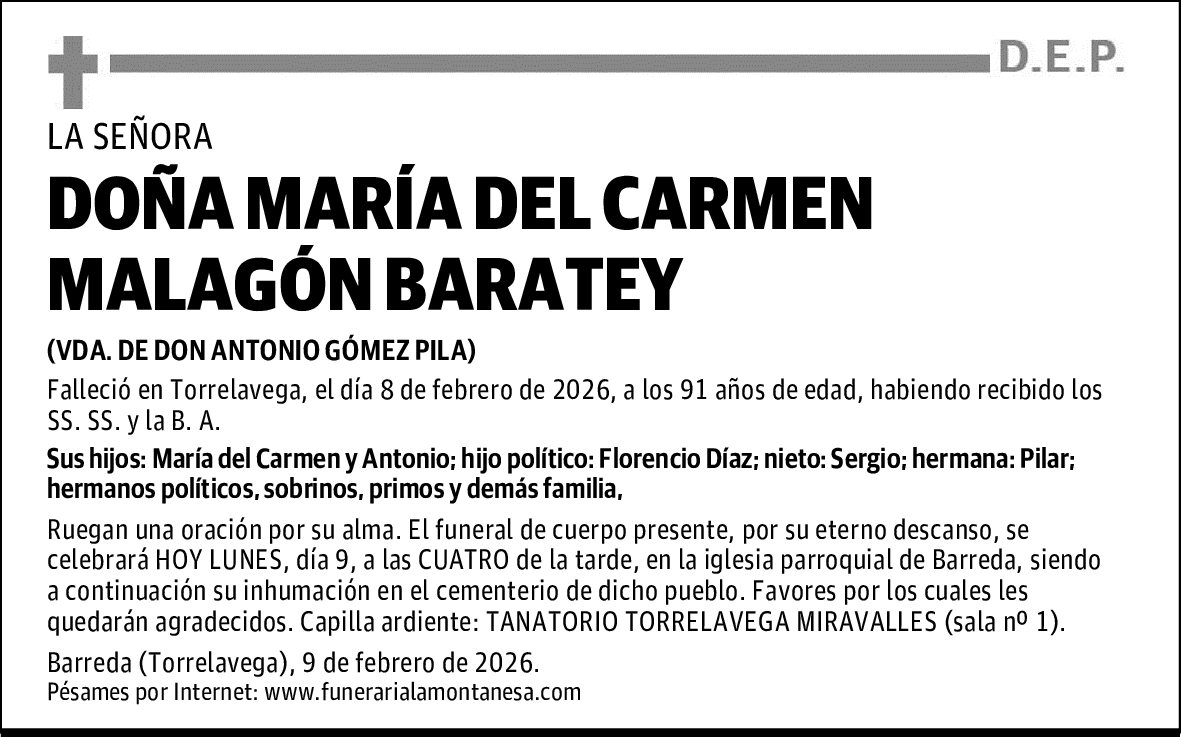 DOÑA MARÍA DEL CARMEN MALAGÓN BARATEY