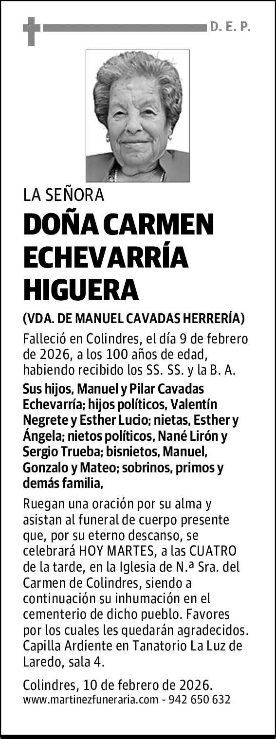 DOÑA CARMEN ECHEVARRÍA HIGUERA