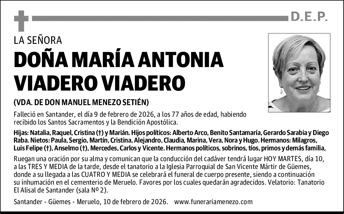 DOÑA MARÍA ANTONIA VIADERO VIADERO