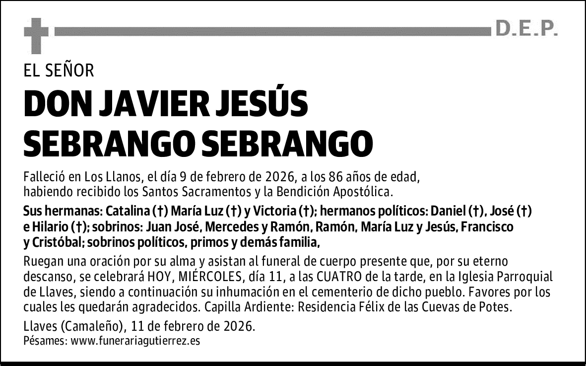 DON JAVIER JESÚS SEBRANGO SEBRANGO