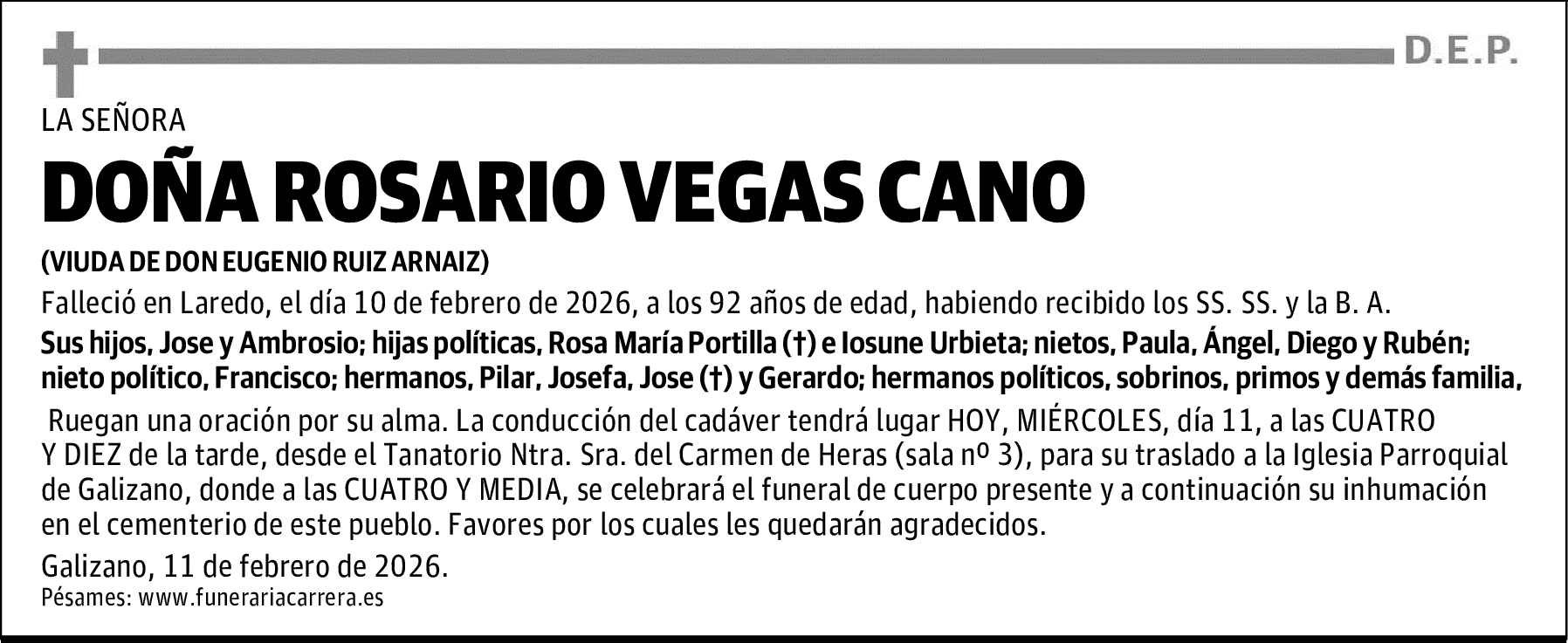 DOÑA ROSARIO VEGAS CANO