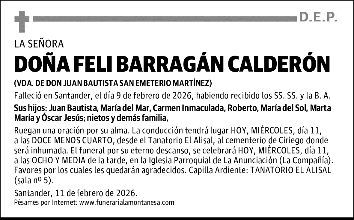 DOÑA FELI BARRAGÁN CALDERÓN