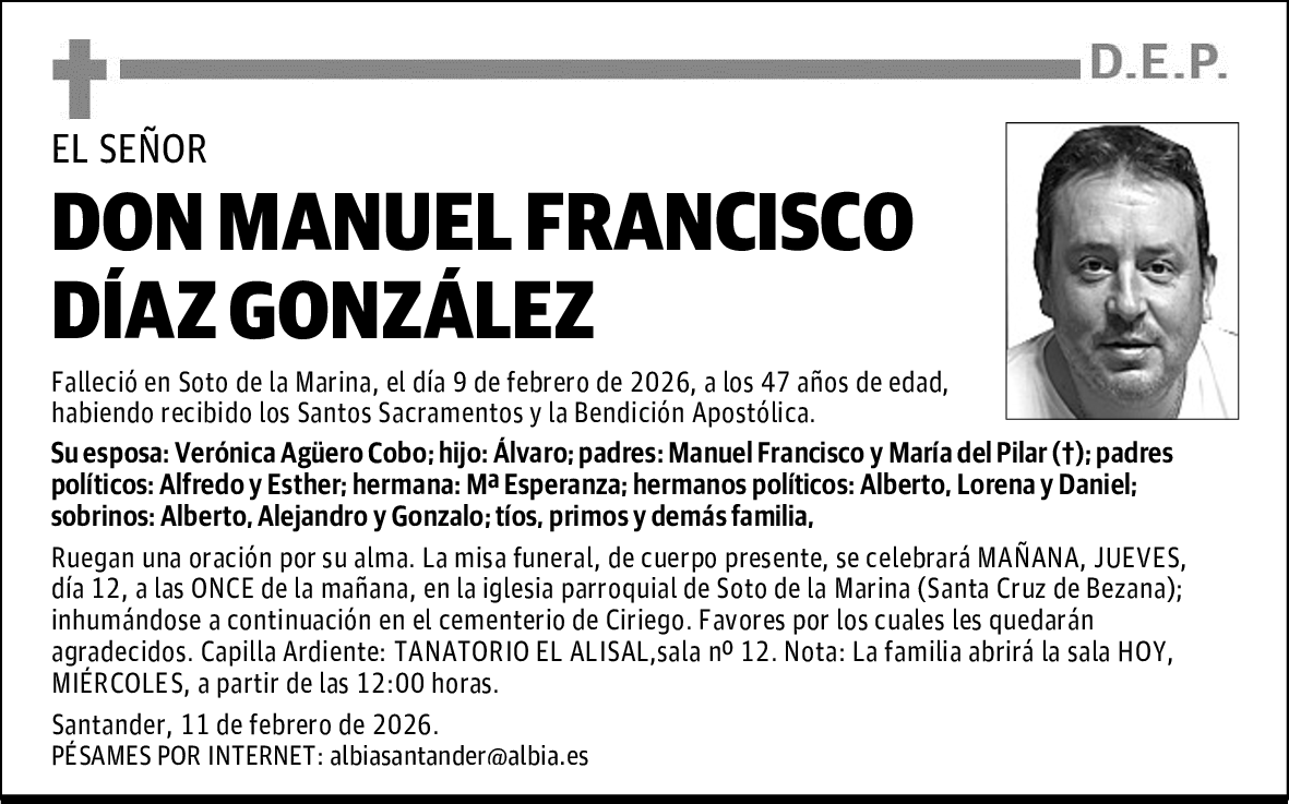 DON MANUEL FRANCISCO DÍAZ GONZÁLEZ