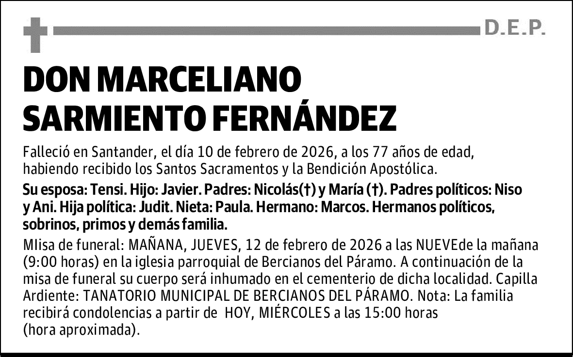 DON MARCELIANO SARMIENTO FERNÁNDEZ