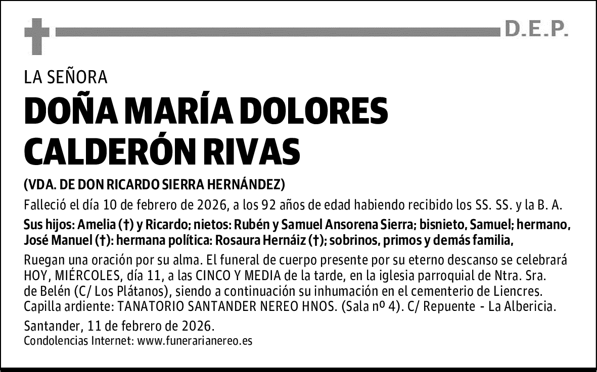 DOÑA MARÍA DOLORES CALDERÓN RIVAS