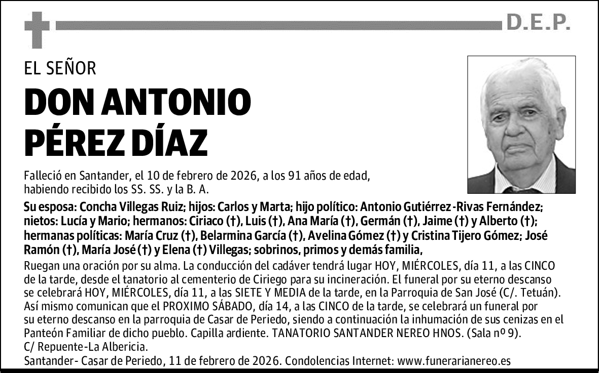 DON ANTONIO PÉREZ DÍAZ