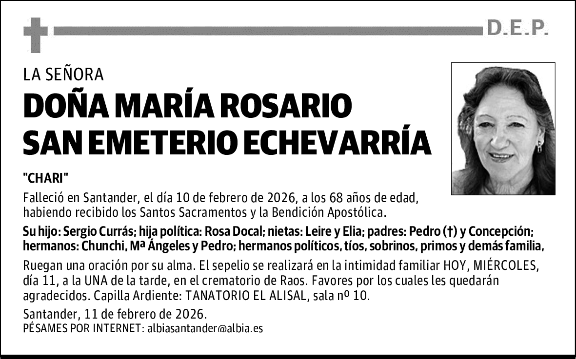 DOÑA MARÍA ROSARIO SAN EMETERIO ECHEVARRÍA