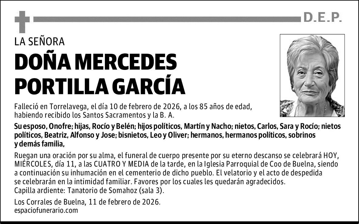 DOÑA MERCEDES PORTILLA GARCÍA