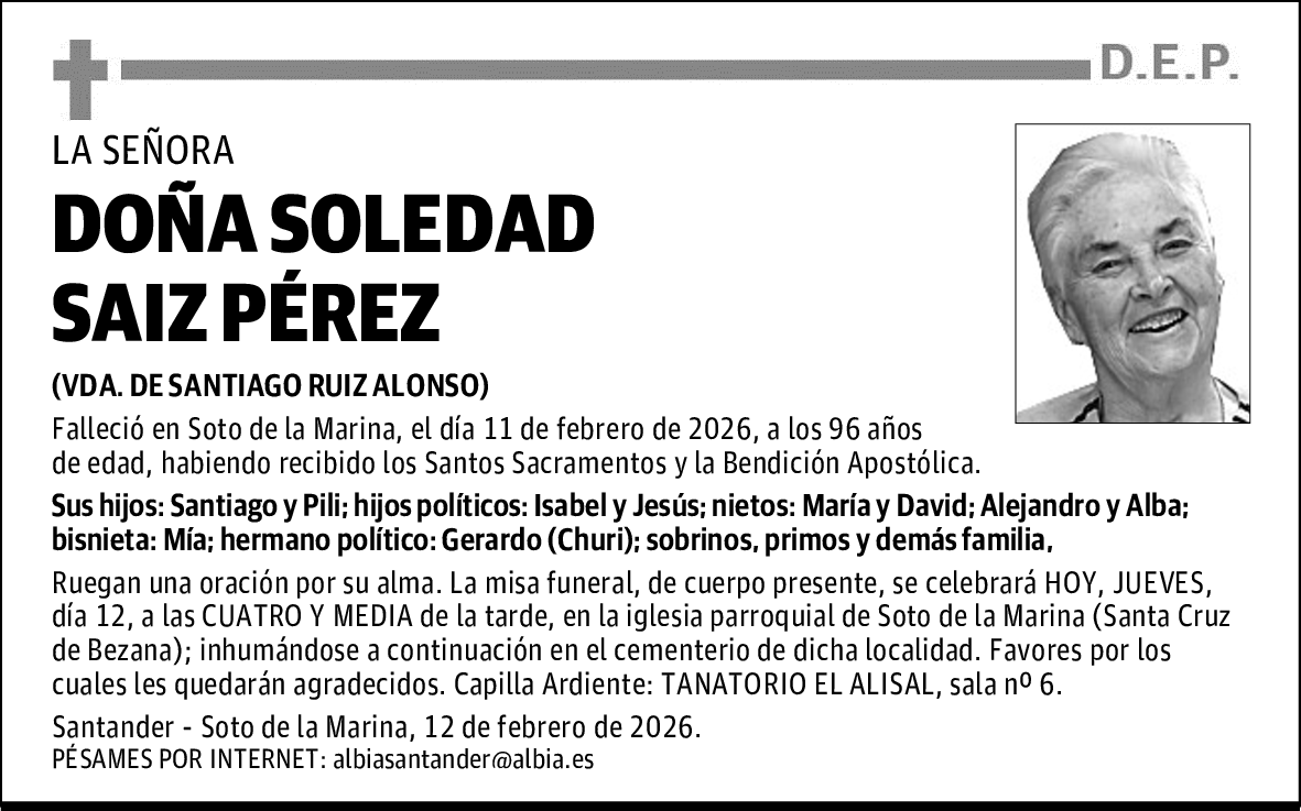 DOÑA SOLEDAD SAIZ PÉREZ