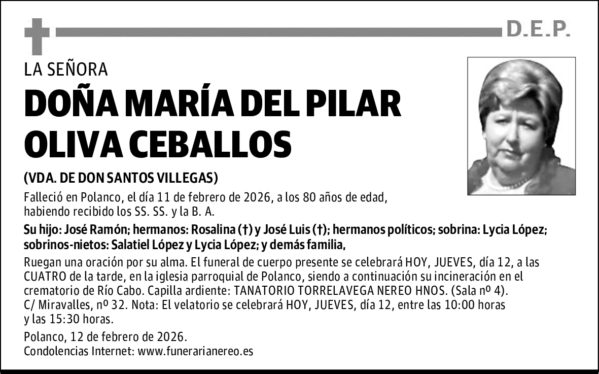 DOÑA MARÍA DEL PILAR OLIVA CEBALLOS