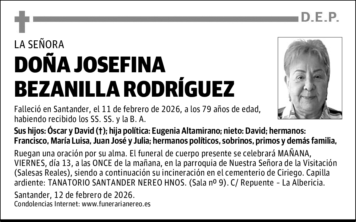DOÑA JOSEFINA BEZANILLA RODRÍGUEZ