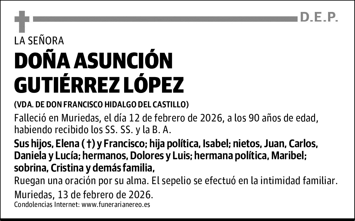 DOÑA ASUNCIÓN GUTIÉRREZ LÓPEZ