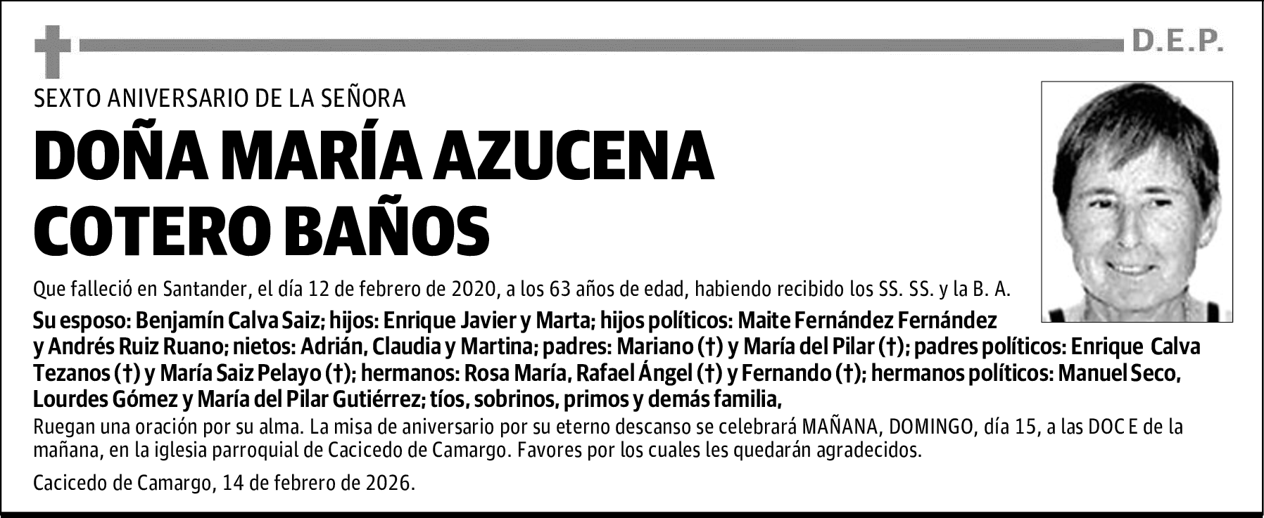 DOÑA MARÍA AZUCENA COTERO BAÑOS