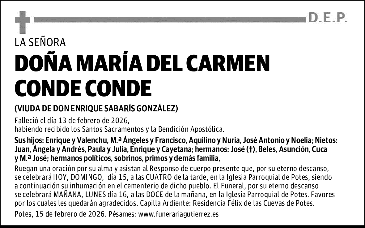 DOÑA MARÍA DEL CARMEN CONDE CONDE