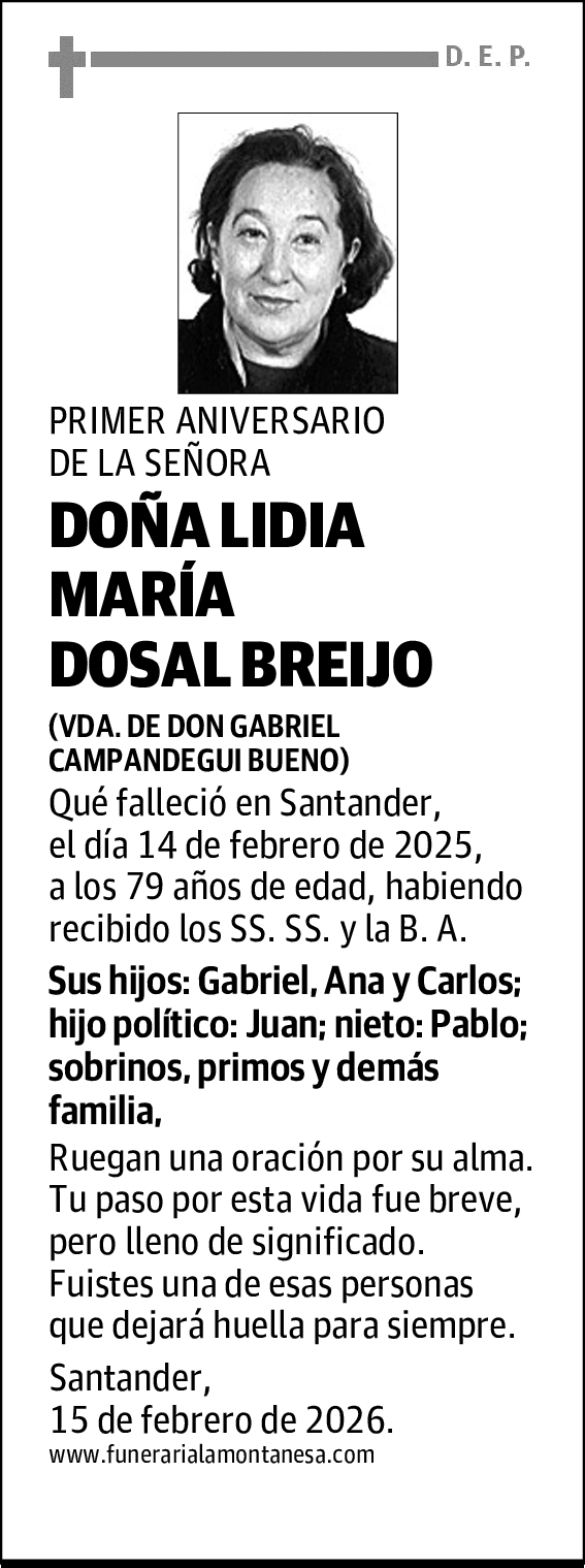 DOÑA LIDIA MARÍA DOSAL BREIJO