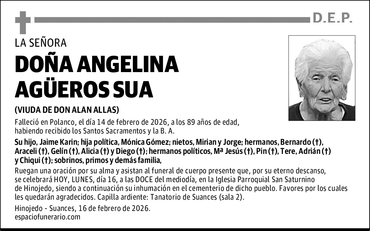 DOÑA ANGELINA AGÜEROS SUA
