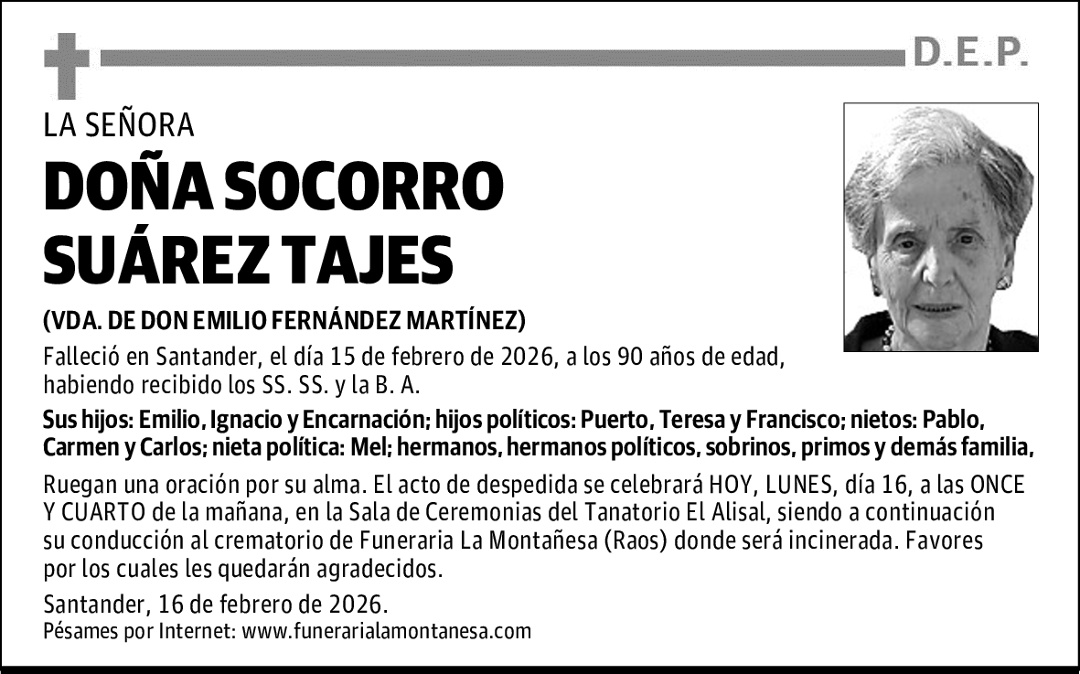 DOÑA SOCORRO SUÁREZ TAJES
