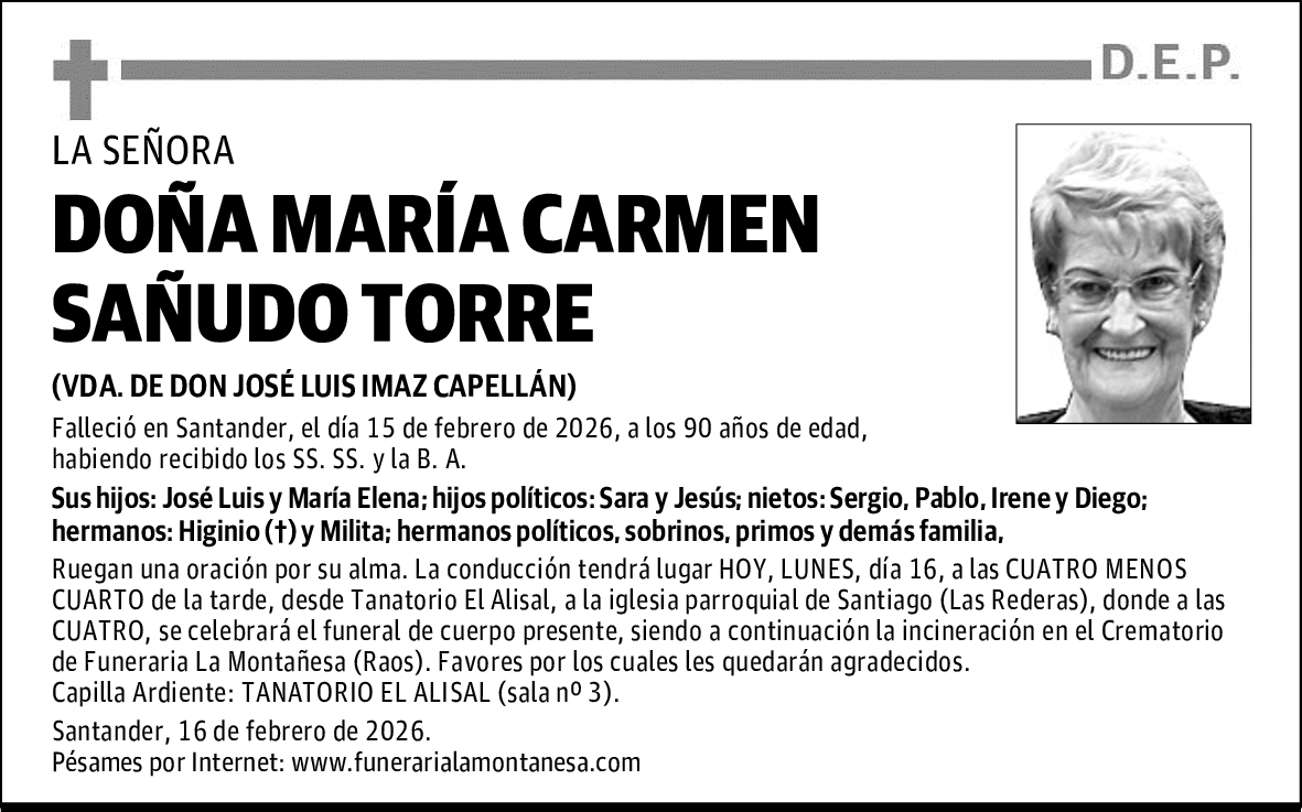 DOÑA MARÍA CARMEN SAÑUDO TORRE