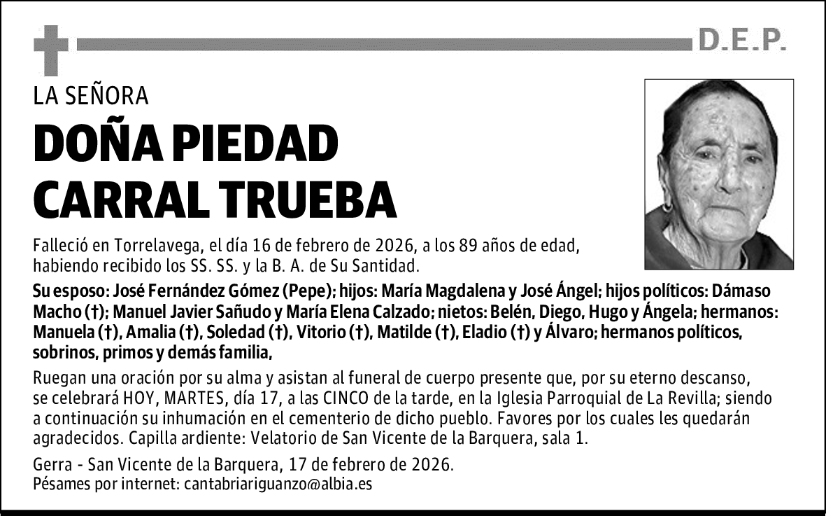 DOÑA PIEDAD CARRAL TRUEBA