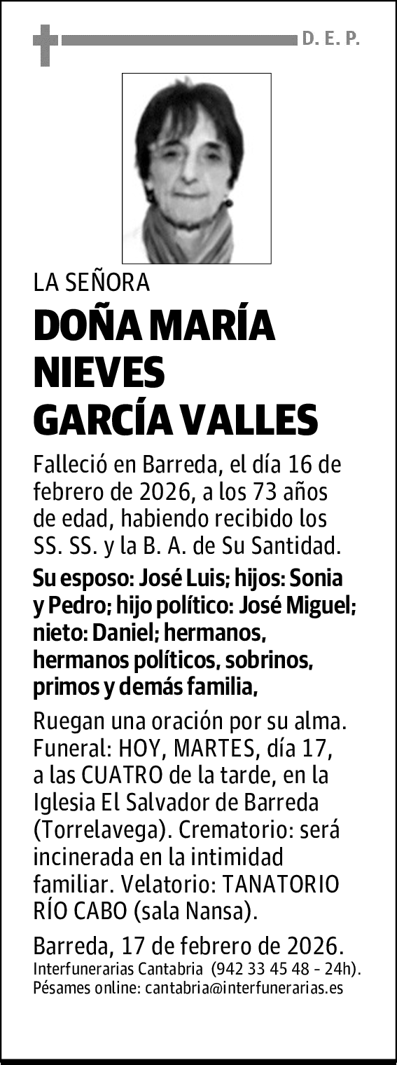 DOÑA MARÍA NIEVES GARCÍA VALLES