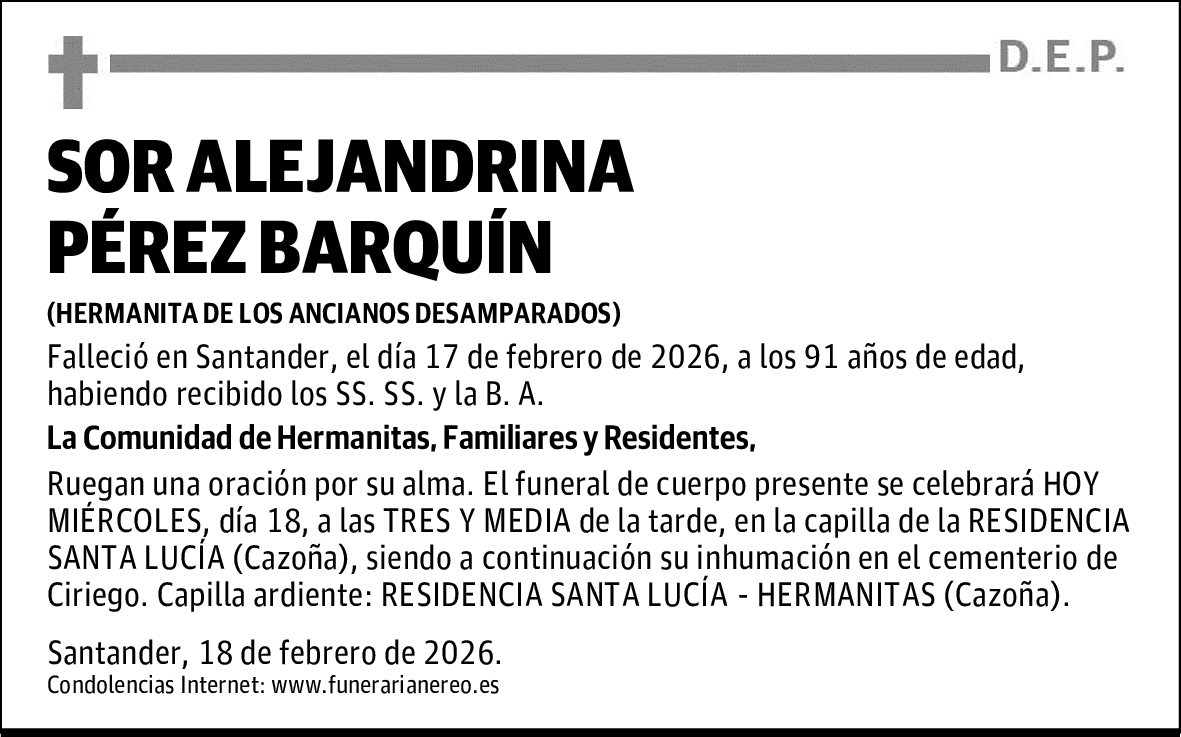 SOR ALEJANDRINA PÉREZ BARQUÍN