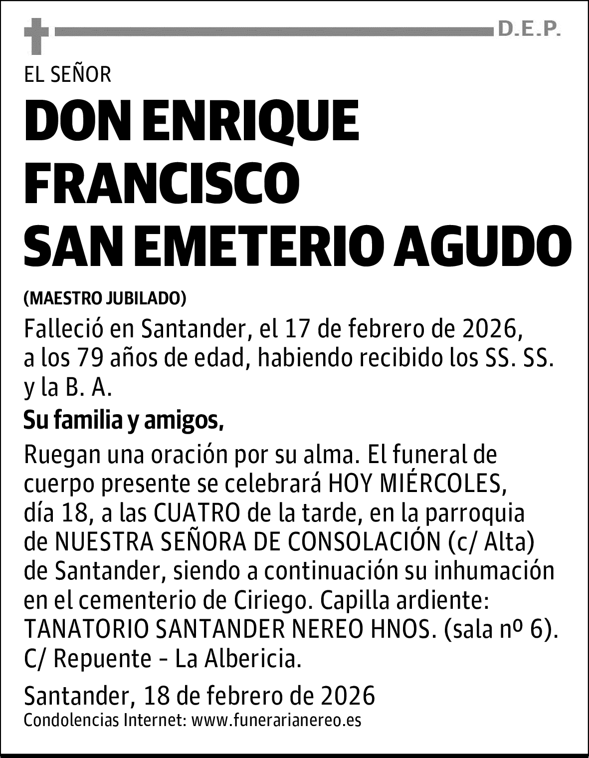 DON ENRIQUE FRANCISCO SAN EMETERIO AGUDO