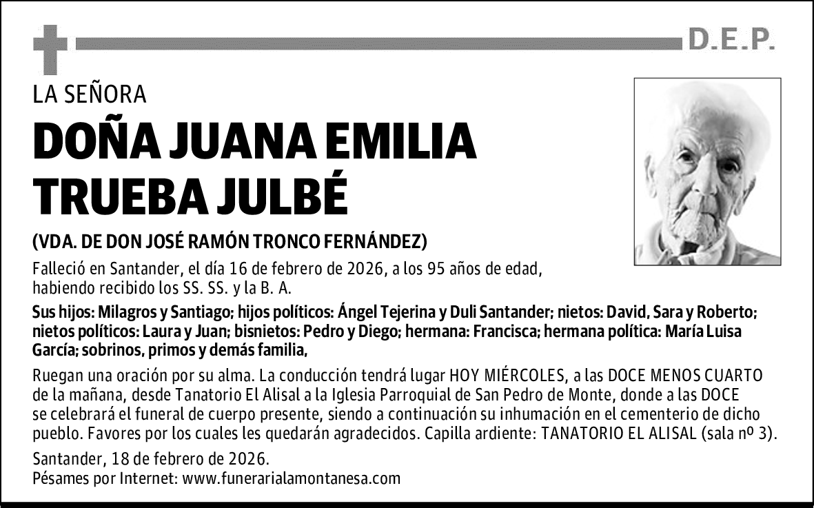 DOÑA JUANA EMILIA TRUEBA JULBÉ
