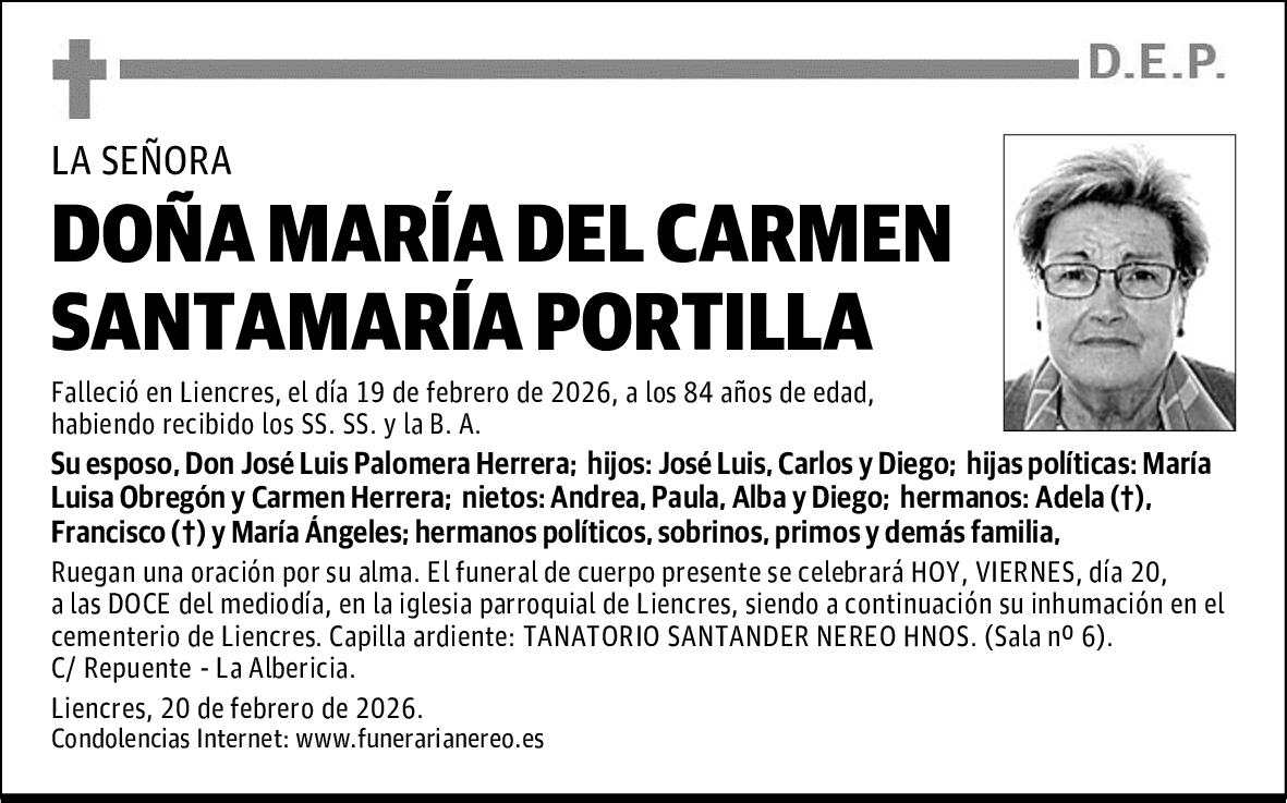 DOÑA MARÍA DEL CARMEN SANTAMARÍA PORTILLA