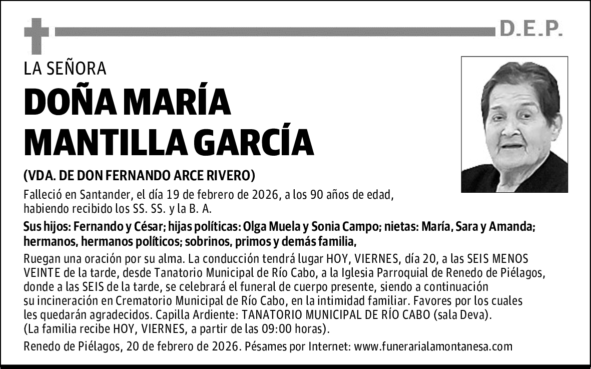 DOÑA MARÍA MANTILLA GARCÍA