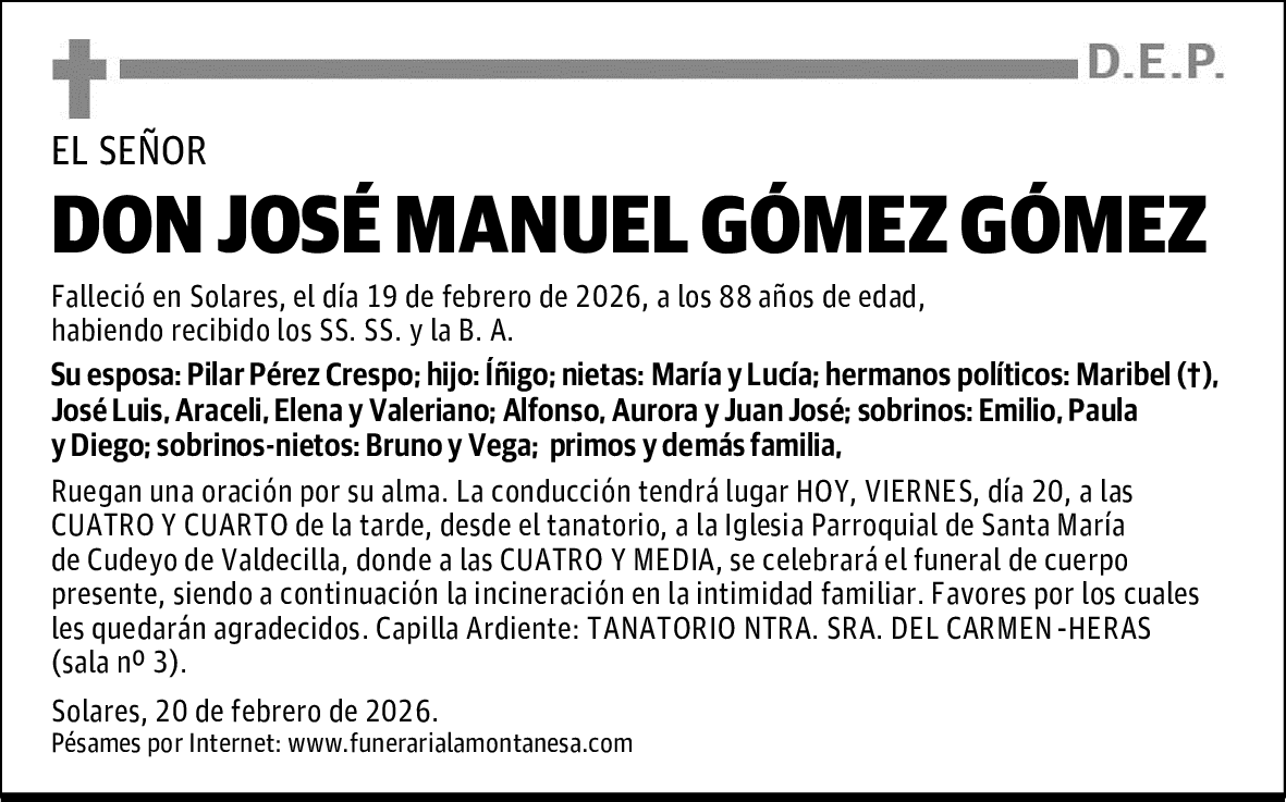 DON JOSÉ MANUEL GÓMEZ GÓMEZ