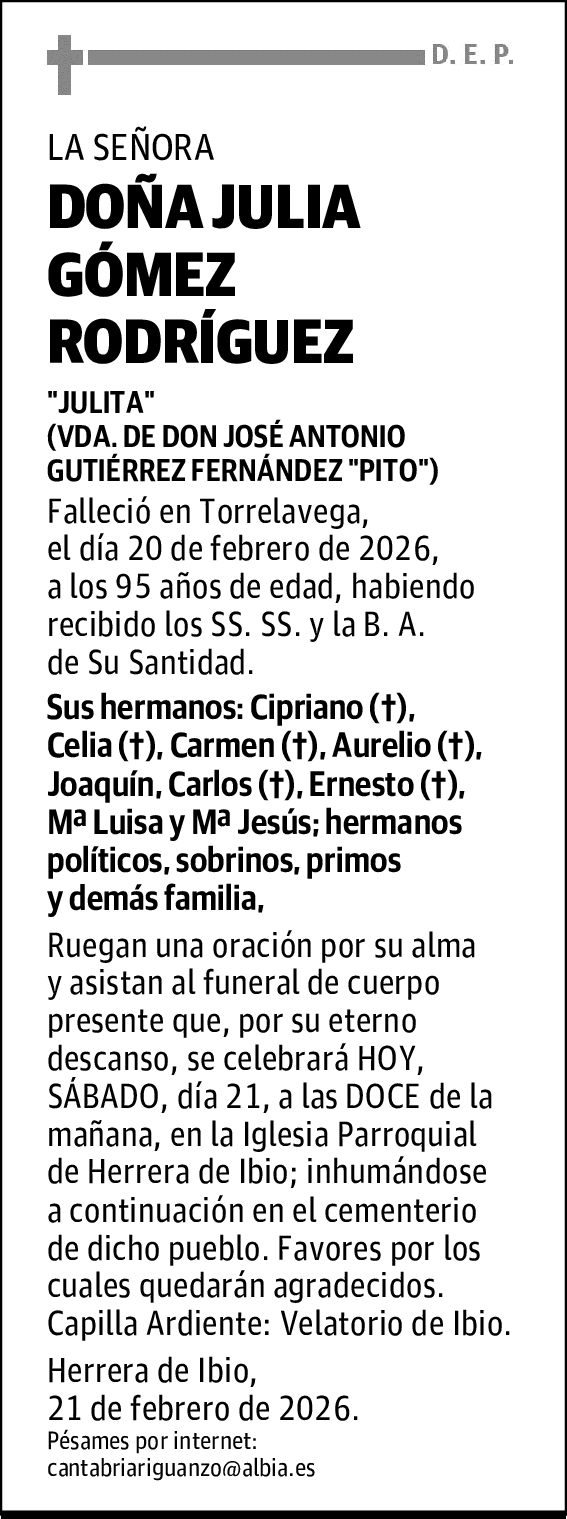 DOÑA JULIA GÓMEZ RODRÍGUEZ