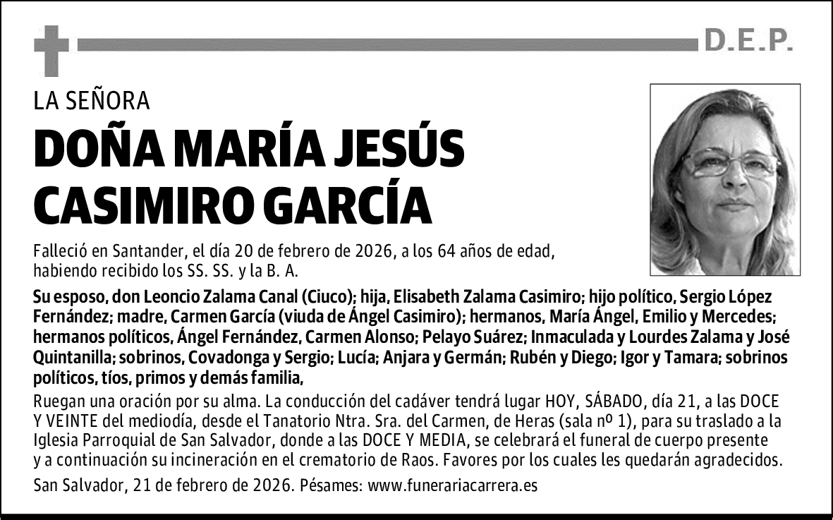 DOÑA MARÍA JESÚS CASIMIRO GARCÍA