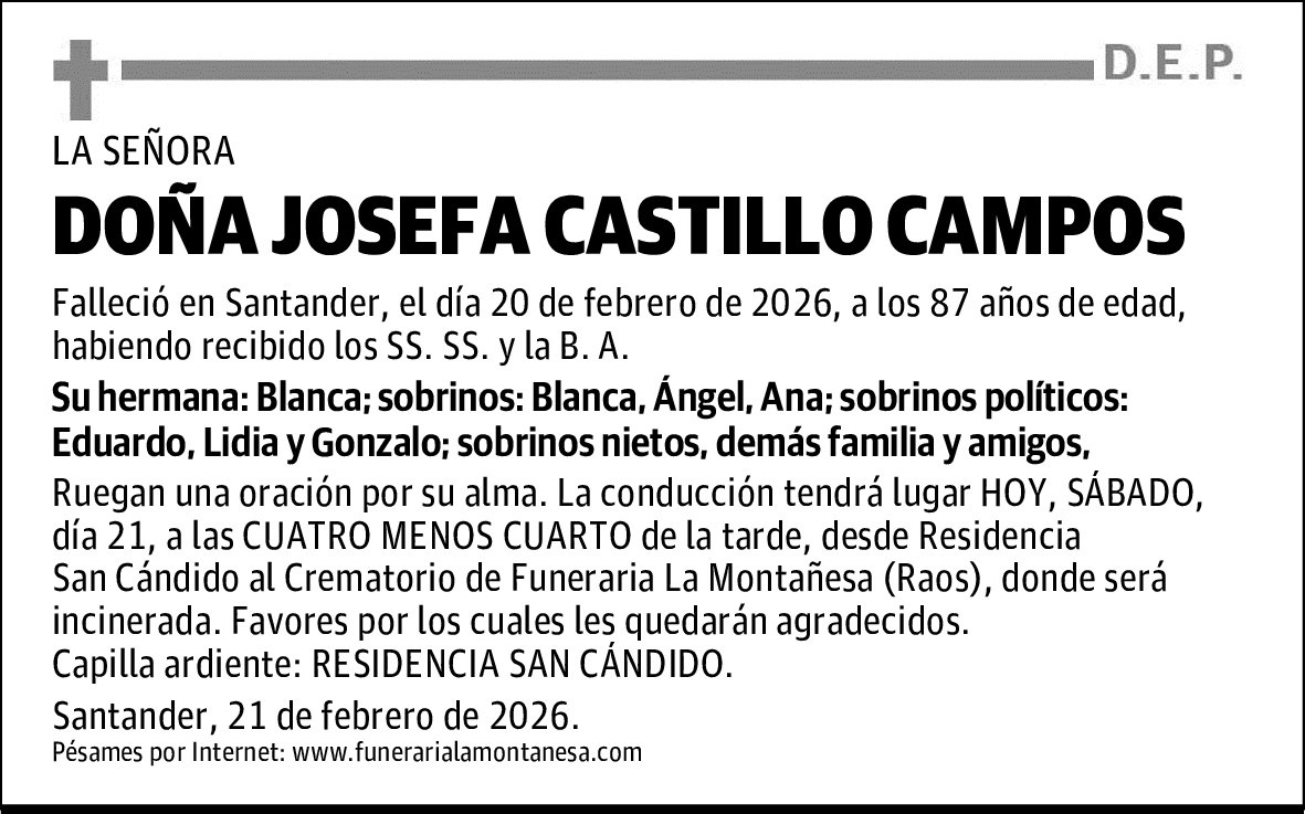 DOÑA JOSEFA CASTILLO CAMPOS