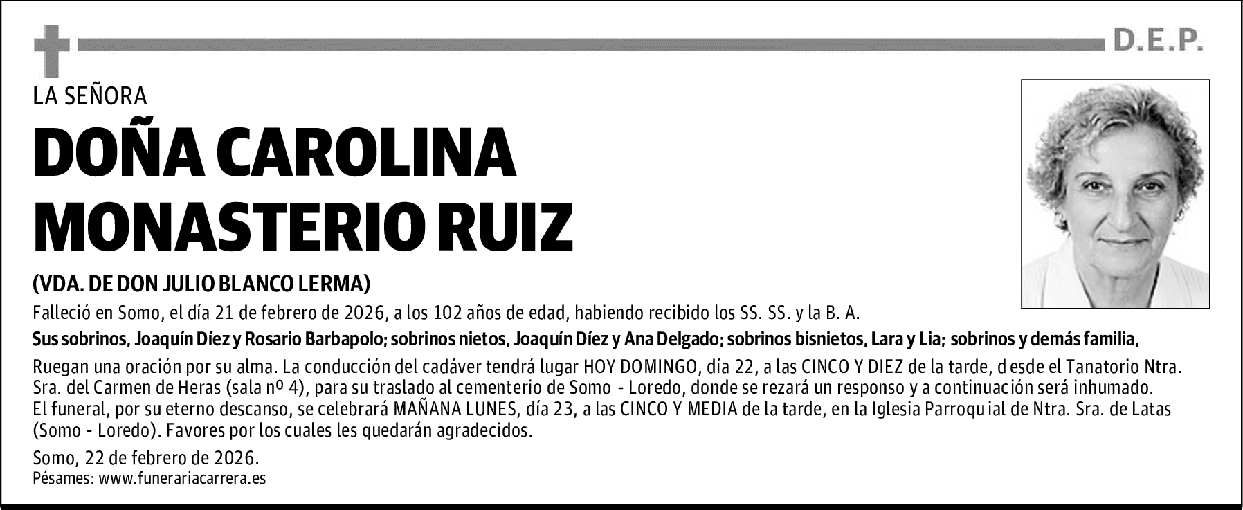 DOÑA CAROLINA MONASTERIO RUIZ