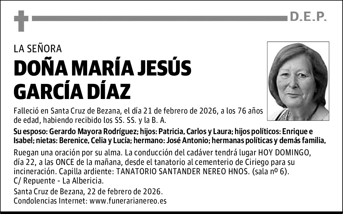 DOÑA MARÍA JESÚS GARCÍA DÍAZ