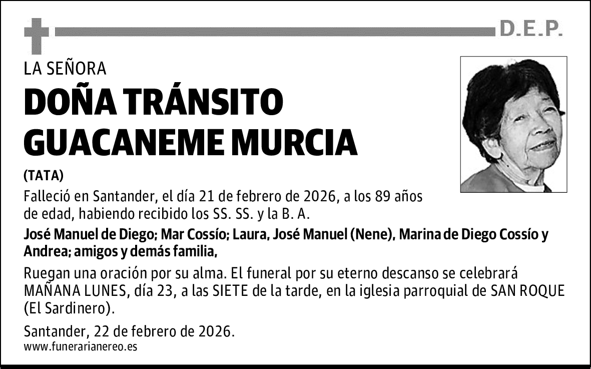 DOÑA TRÁNSITO GUACANEME MURCIA