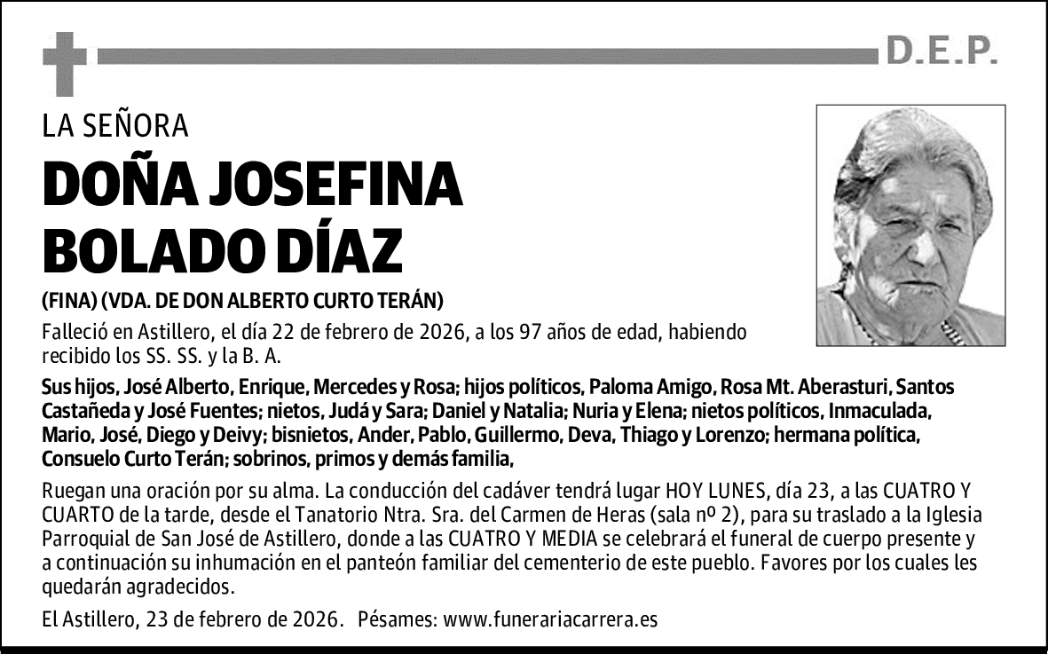 DOÑA JOSEFINA BOLADO DÍAZ
