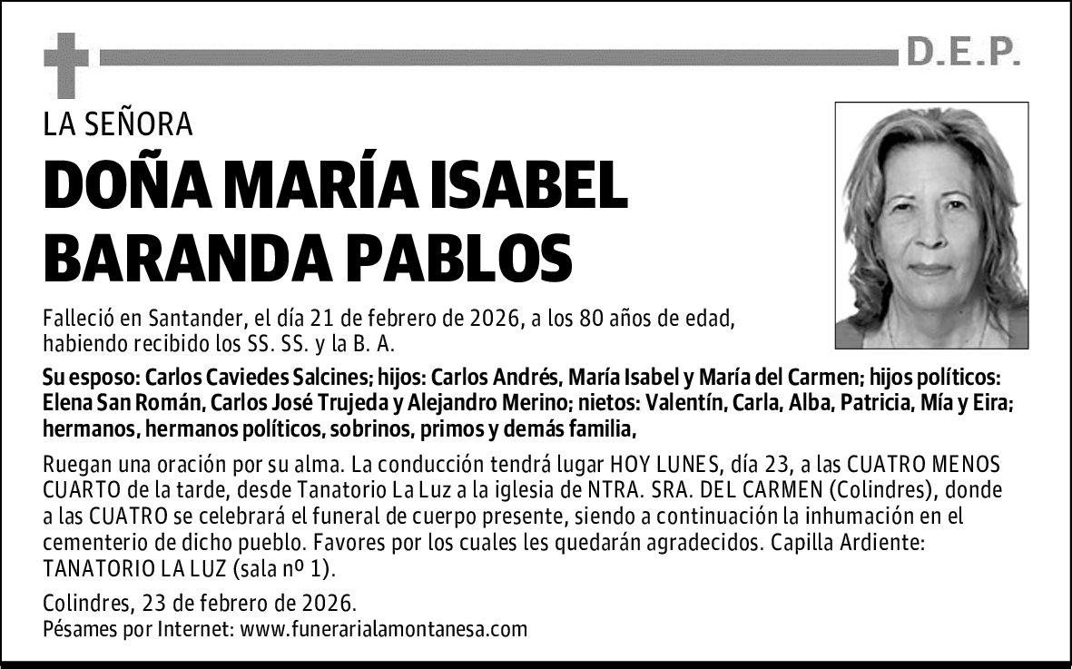 DOÑA MARÍA ISABEL BARANDA PABLOS
