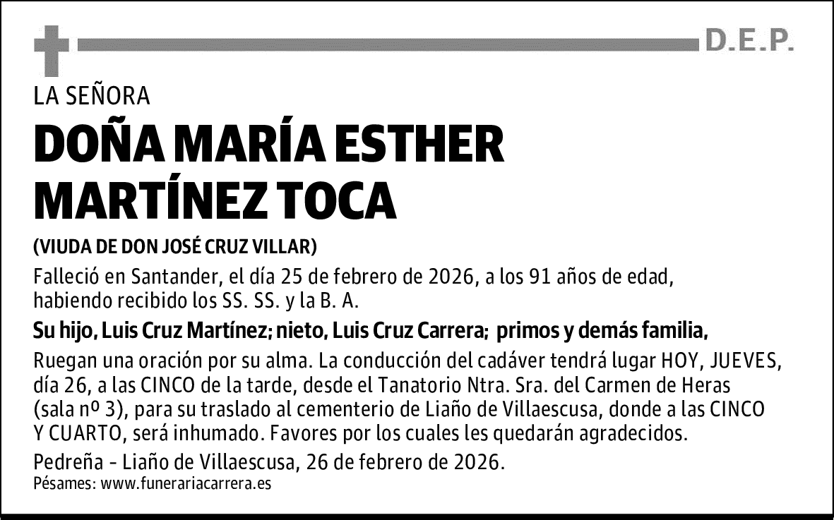 DOÑA MARÍA ESTHER MARTÍNEZ TOCA