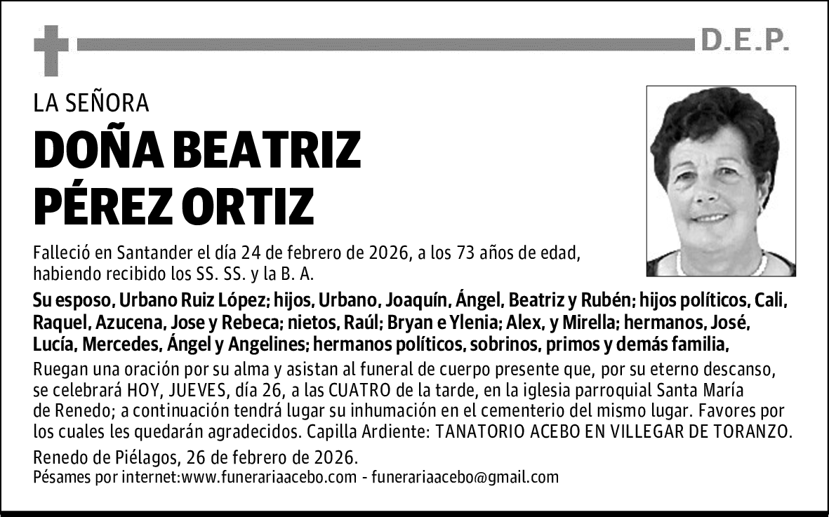 DOÑA BEATRIZ PÉREZ ORTIZ