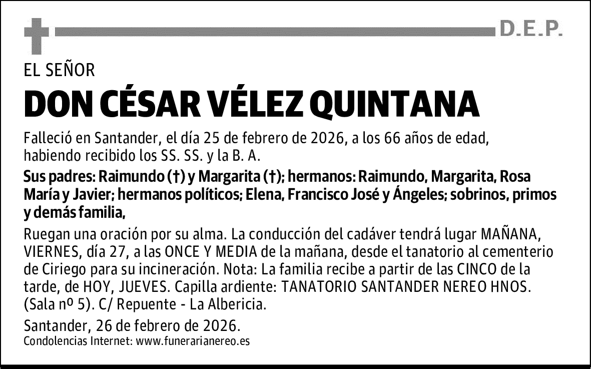 DON CÉSAR VÉLEZ QUINTANA