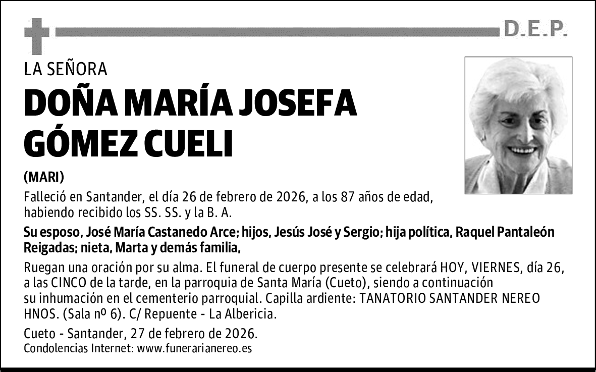 DOÑA MARÍA JOSEFA GÓMEZ CUELI