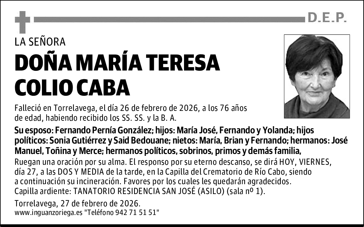 DOÑA MARÍA TERESA COLIO CABA