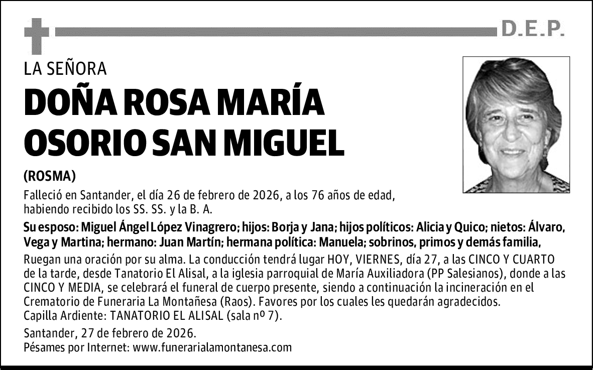 DOÑA ROSA MARÍA OSORIO SAN MIGUEL