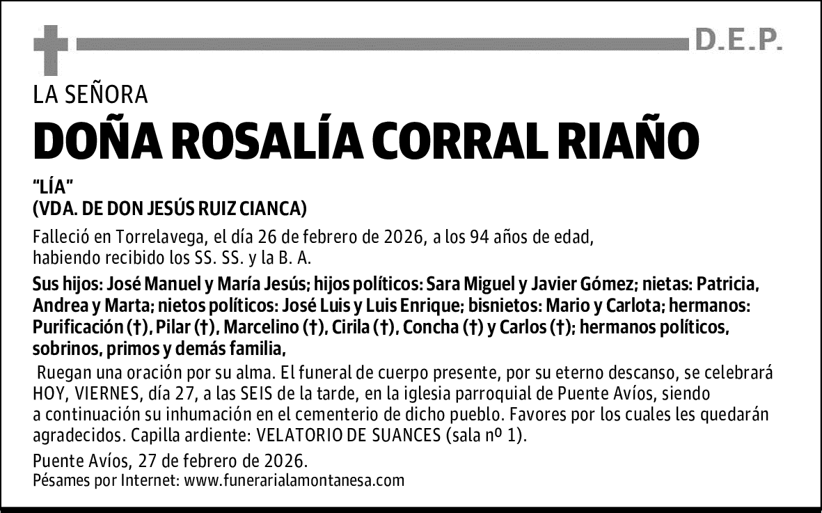 DOÑA ROSALÍA CORRAL RIAÑO