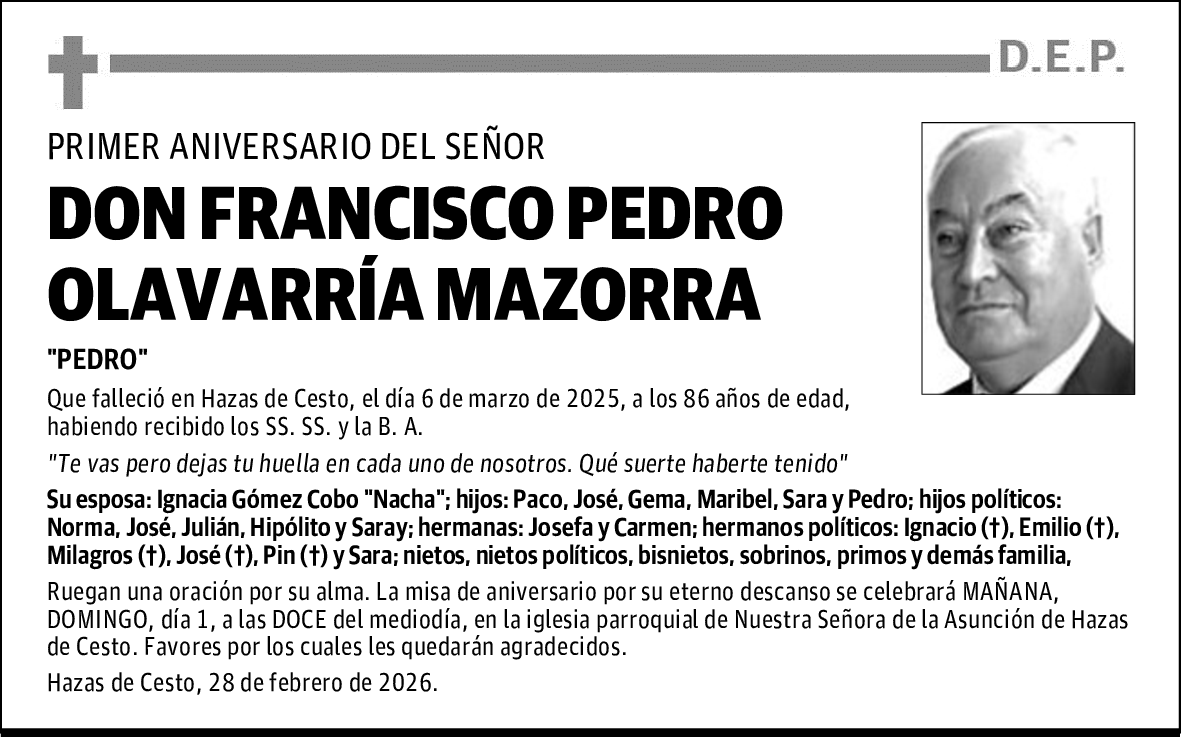 DON FRANCISCO PEDRO OLAVARRÍA MAZORRA